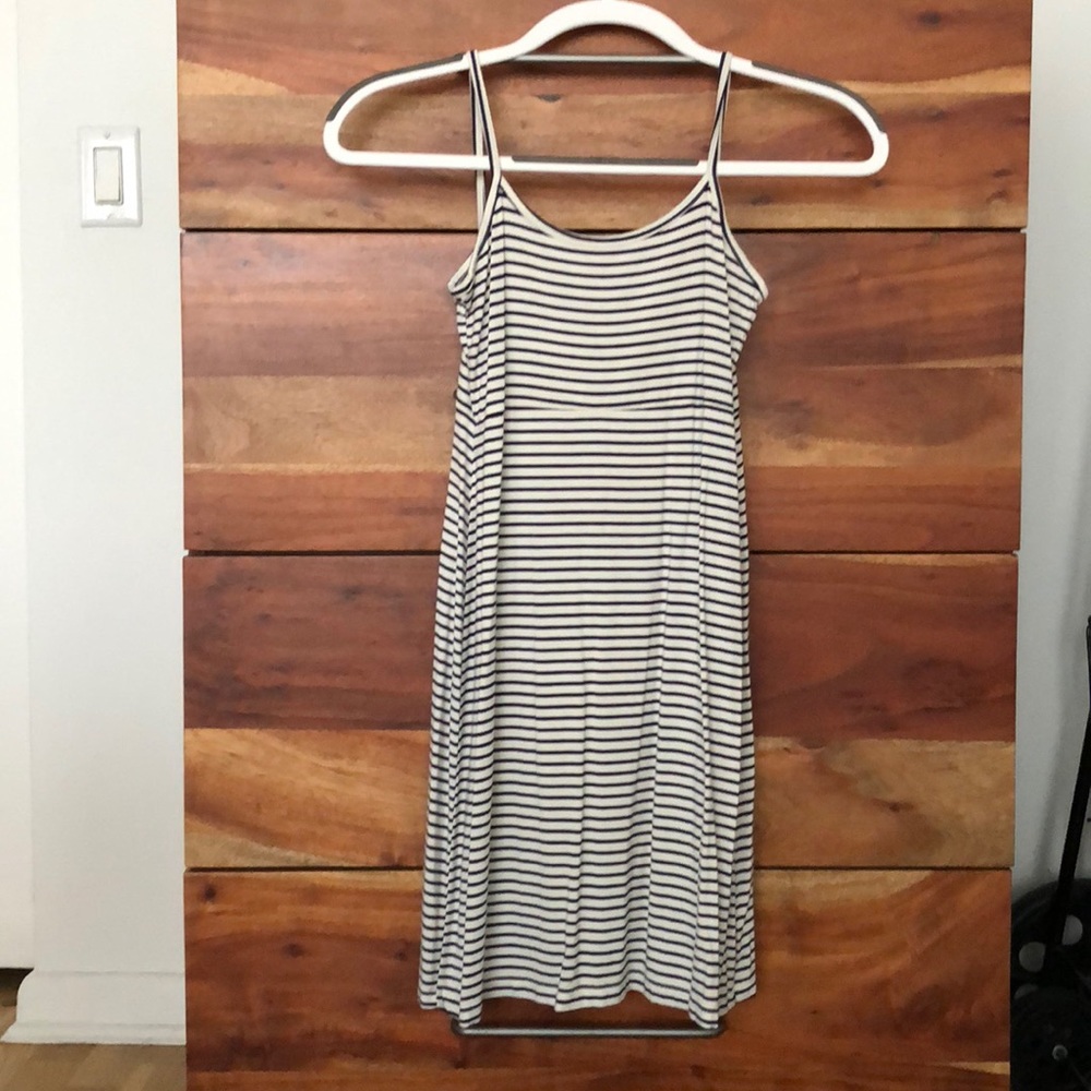 Brandy Melville strappy white striped mini dress
